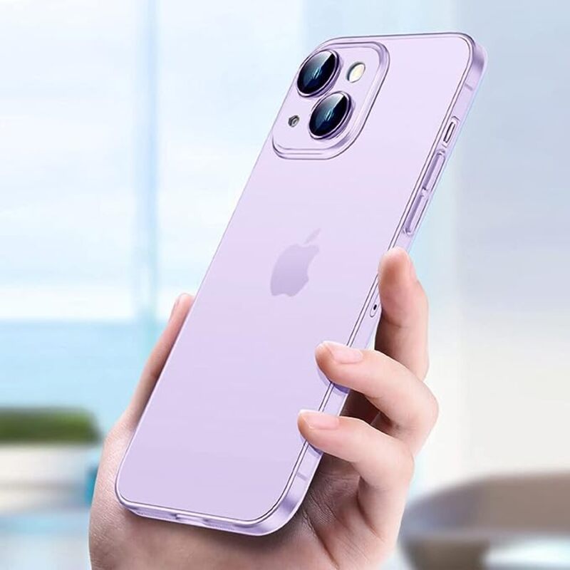 MARGOUN For iPhone 14 Plus Case Frosted Translucent Ultra Slim Cover Anti-Slip Camera Lens Protection (14 plus purple)